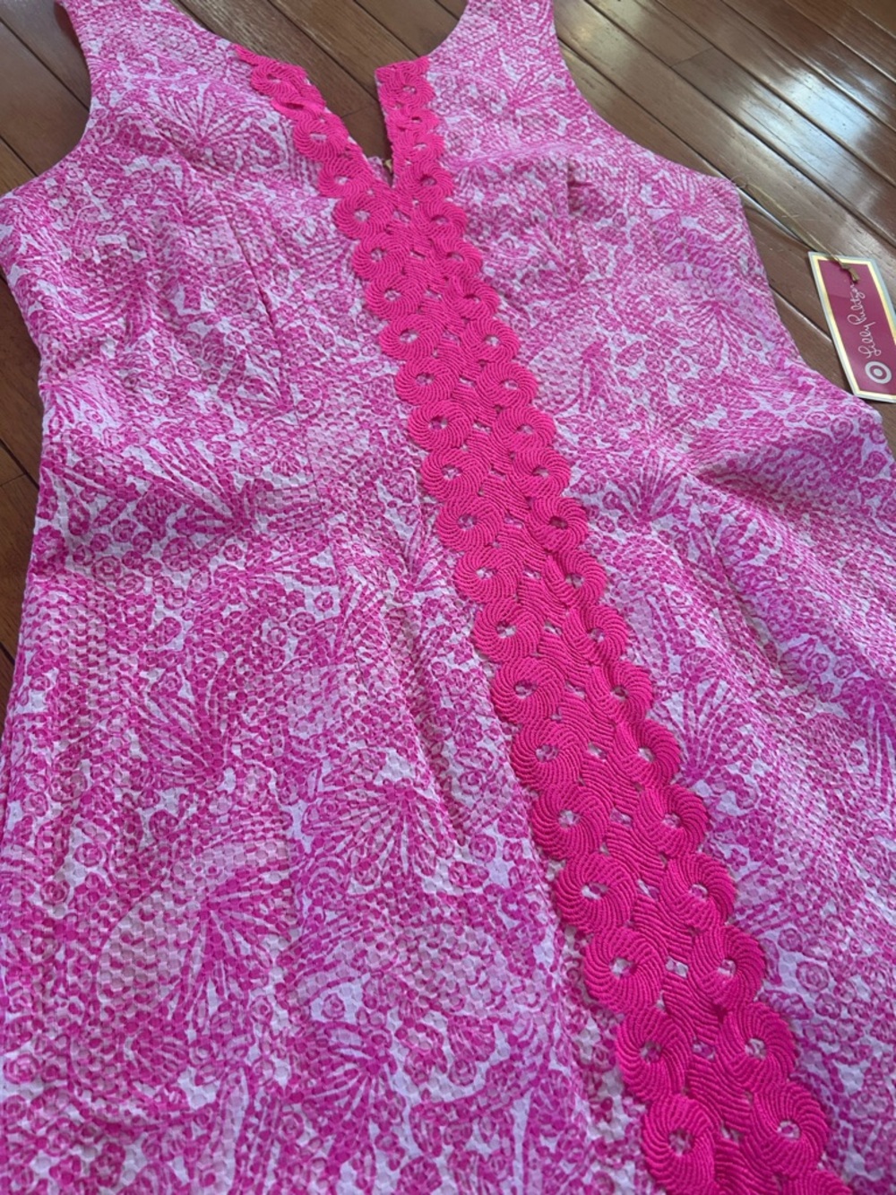 Lilly Pulitzer for Target My Fans Pink Floral Shift Dress Size 14 NWT - Picture 3 of 12